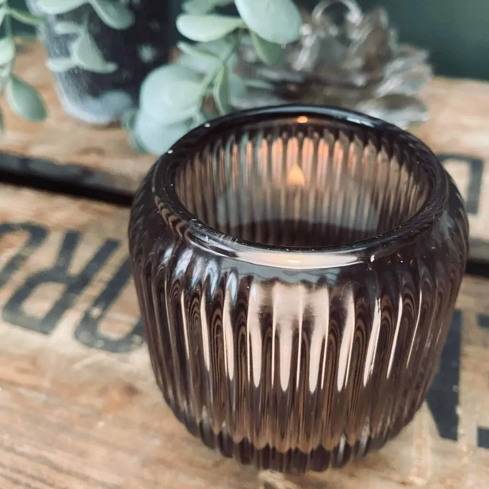 Lysestake / Vendbar røykfarget glass