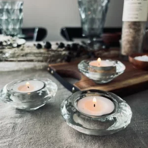 Lysestaker til telys - Sett med 3 stk i klart glass