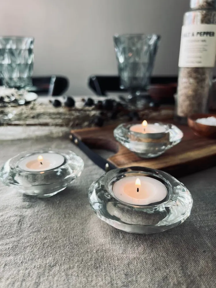 Lysestaker til telys - Sett med 3 stk i klart glass