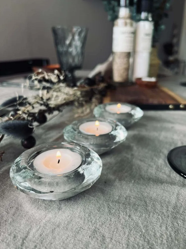Lysestaker til telys - Sett med 3 stk i klart glass