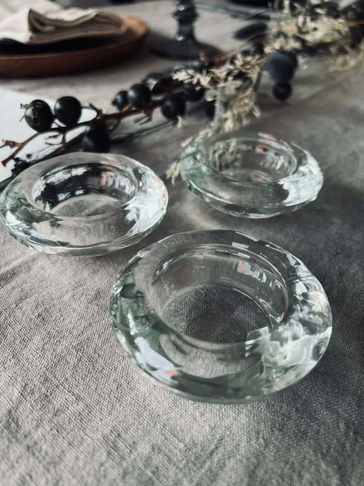 Lysestaker til telys - Sett med 3 stk i klart glass