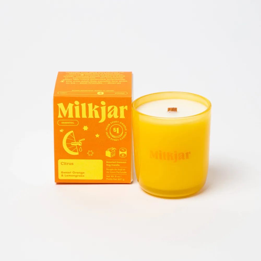 Milk Jar Candle Co. Citrus - Essential Oil Coconut Soy, 8oz