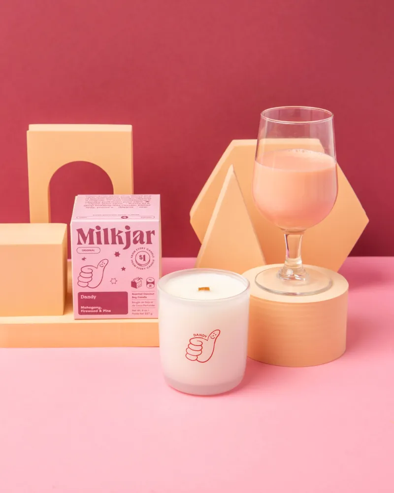 Milk Jar Candle Co. Dandy - Mahogany, Firewood & Pine Coconut Soy, 8oz