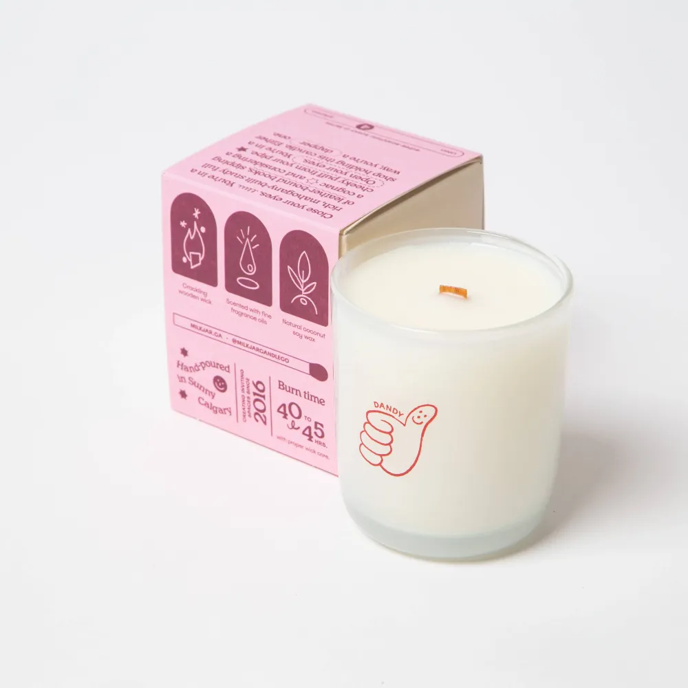 Milk Jar Candle Co. Dandy - Mahogany, Firewood & Pine Coconut Soy, 8oz