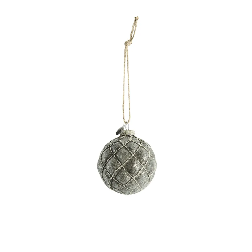 Norille julekule 9X8 cm. mørkegrå
