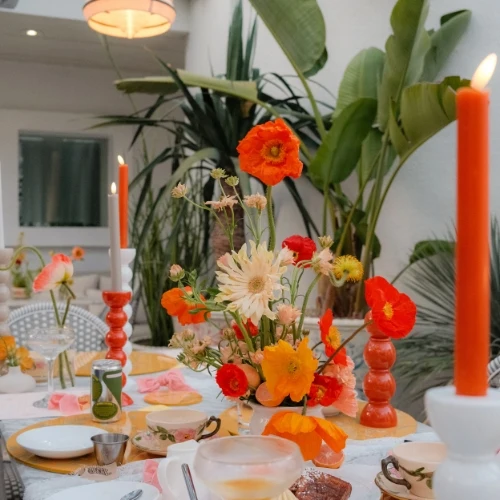 Oransje LED-stearinlys - sett med 2