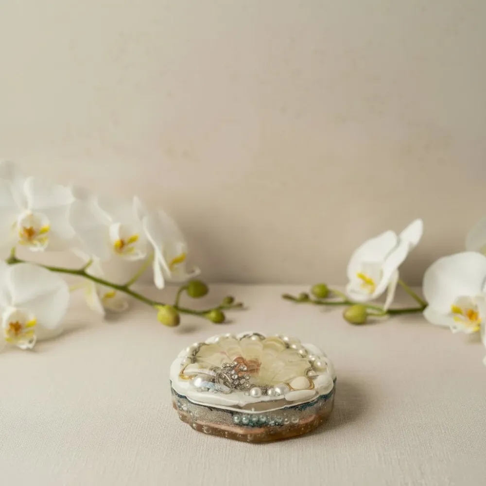ORKIDÉ smykkeskrin - ekte tørket blomst og bling