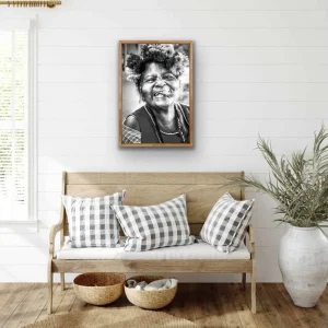 Plakat Cubaner med blomster i håret - Sort / Hvit 50x70