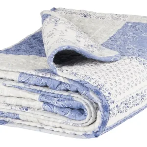 Quilt printet patchwork blå