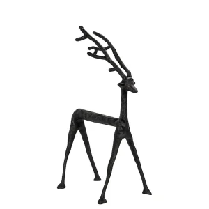 Reinsdyr, Svart Metall - 37cm