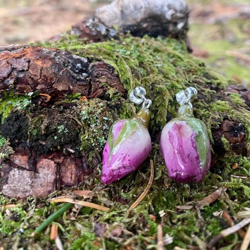 ROSA ROSEKNOPPER såpeskål – blomsterkunst av ekte tørkede roser