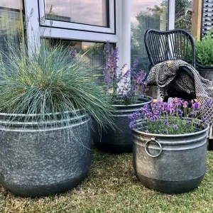 Rustikk blomsterbalje i sink - Liten