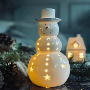 Snømann med LED-lys - Porselen