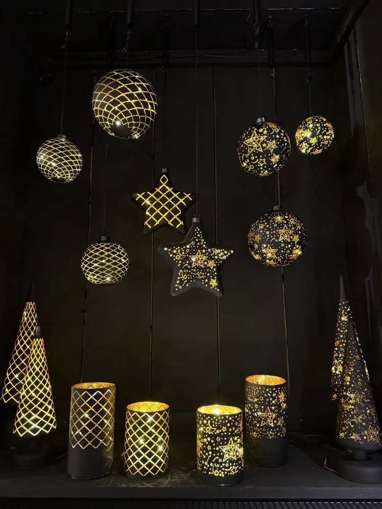 Sort LED-lykt - 12x9 cm