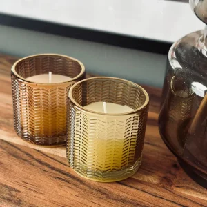 Stearinlys i farget glass