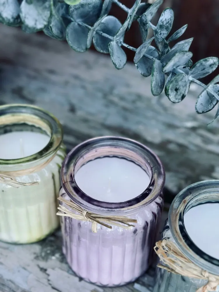 Stearinlys – Mix pastell i glass