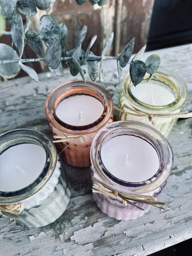 Stearinlys – Mix pastell i glass