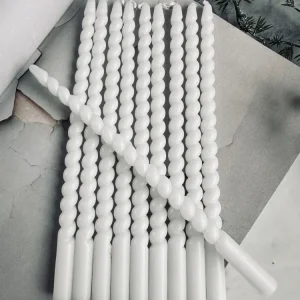 Stearinlys 10 stk - Vridd Hvit