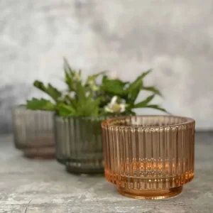 Stort glass til telys coral sand