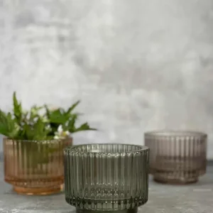 Stort glass til telys - Grønn