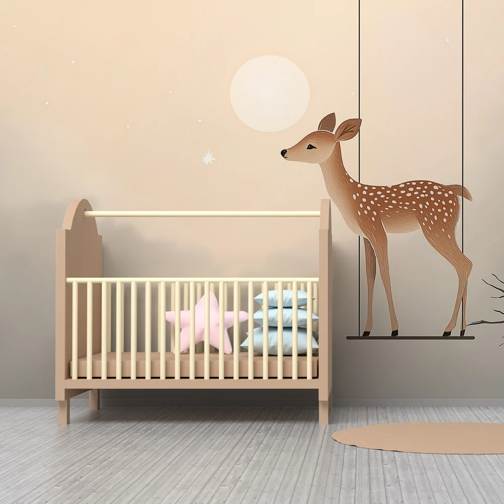 Tapet barnerom | Bambi på en huske under månen