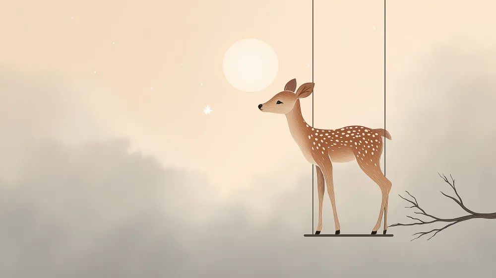 Tapet barnerom | Bambi på en huske under månen