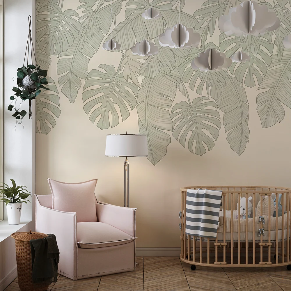 Tapet barnerom | Bananblad og monstera