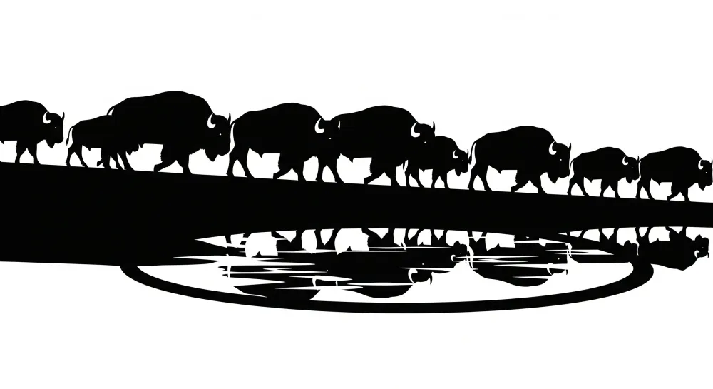 Tapet barnerom | Bison i silhuett som går langs vannkanten