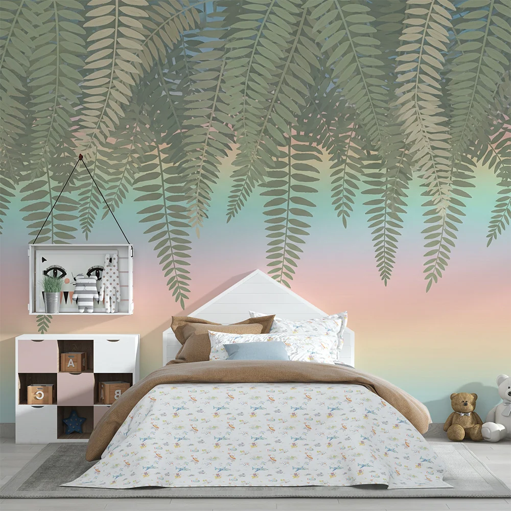Tapet barnerom | Bregner og pastell gradient