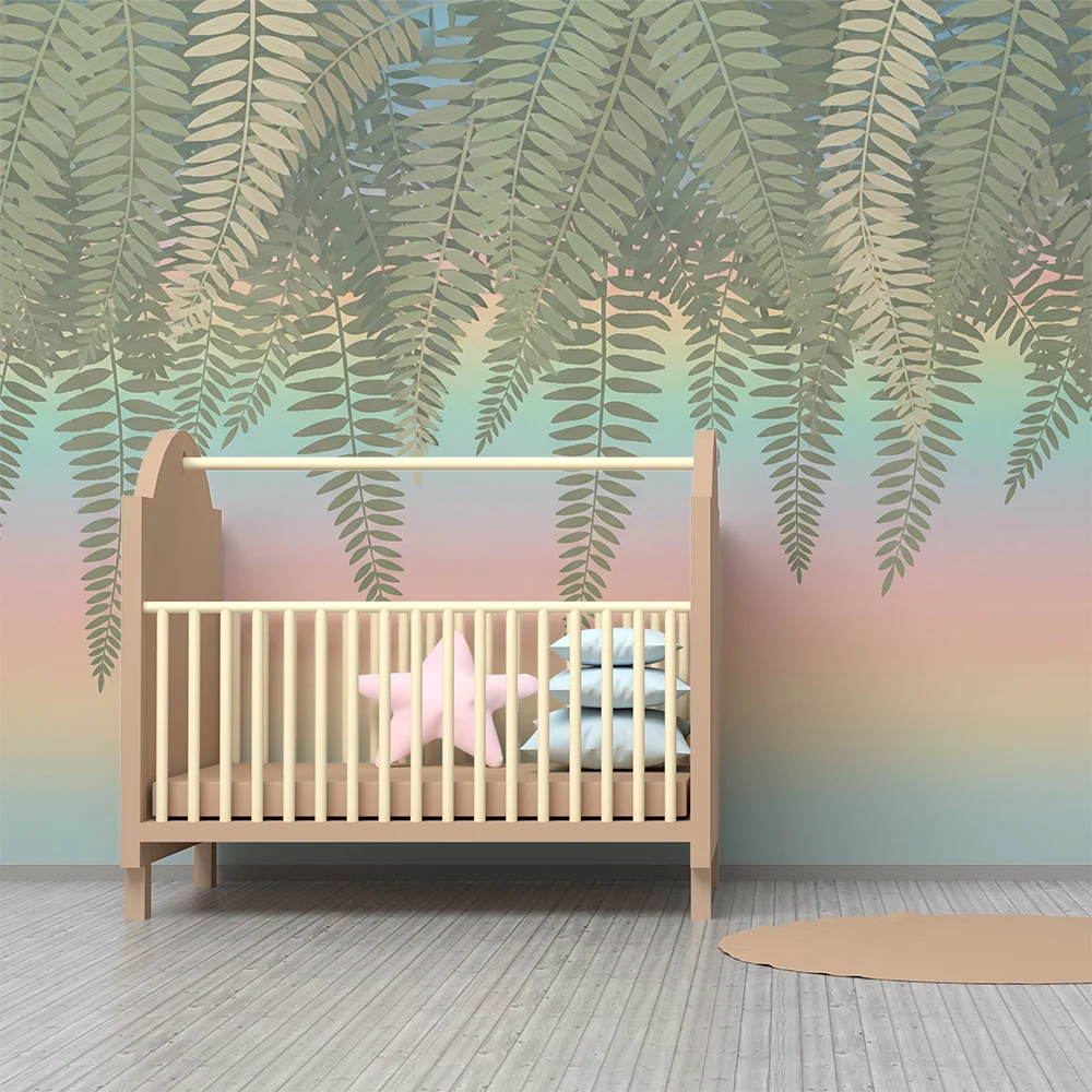 Tapet barnerom | Bregner og pastell gradient