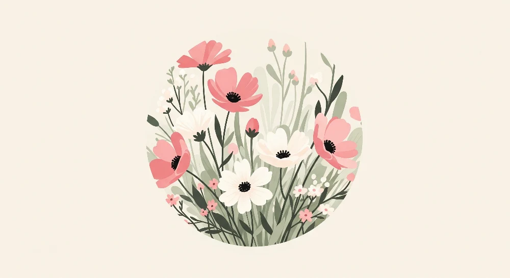 Tapet barnerom | Delikat blomsterbukett i myke toner