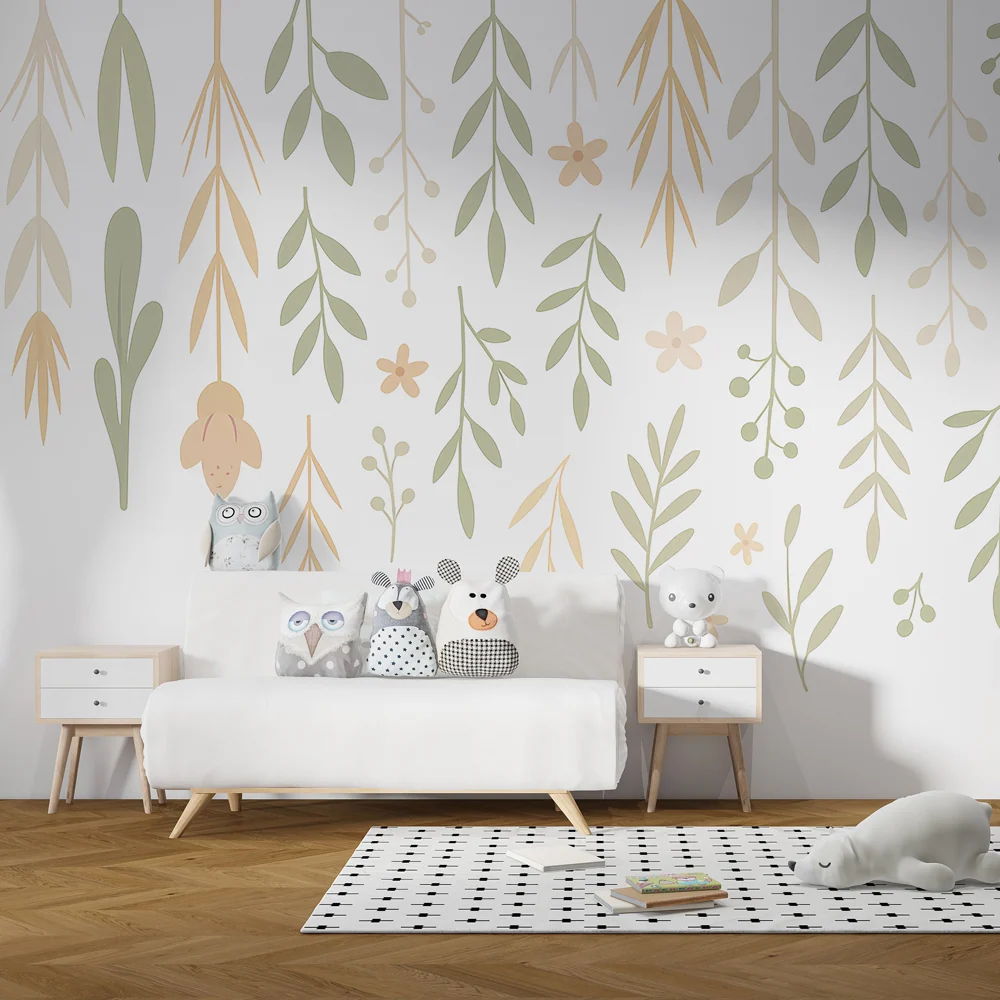 Tapet barnerom | Delikate bladmotiver