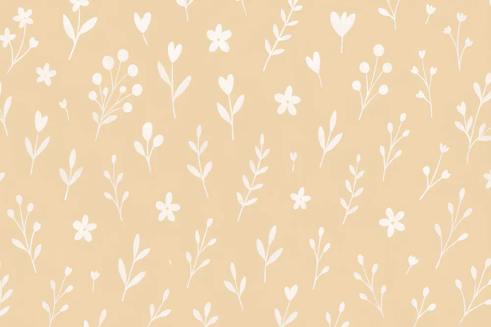 Tapet barnerom | Delikate blomster på beige bakgrunn
