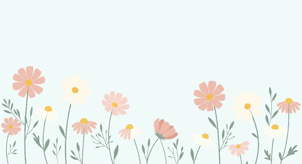 Tapet barnerom | Delikate blomster på beroligende pastellbakgrunn