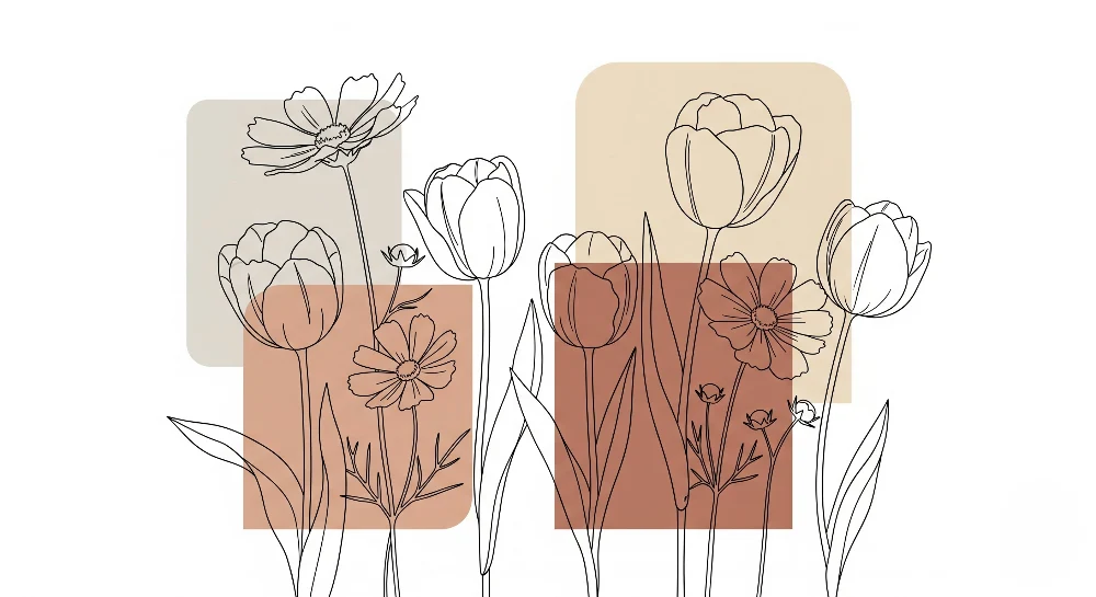 Tapet barnerom | Delikate blomster i linje med myke geometriske former