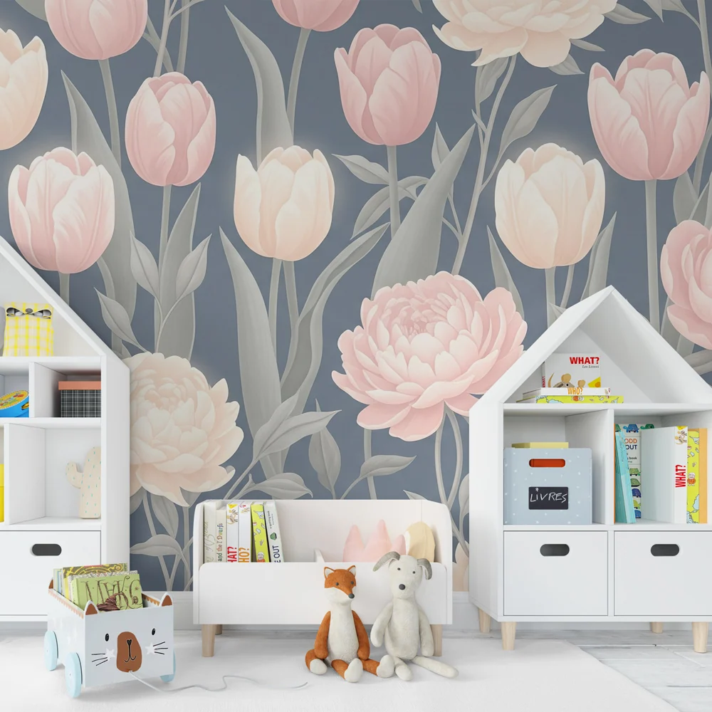 Tapet barnerom | Delikate blomster og pastell