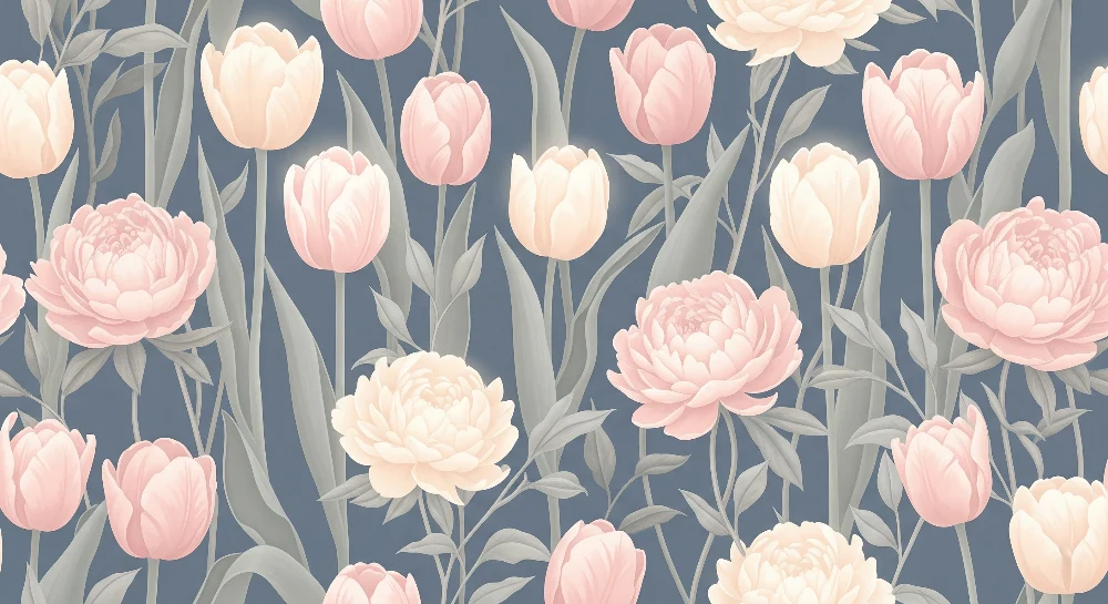 Tapet barnerom | Delikate blomster og pastell
