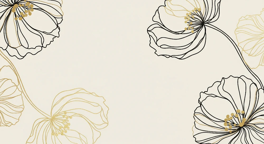 Tapet barnerom | Delikate blomster i svart og gull