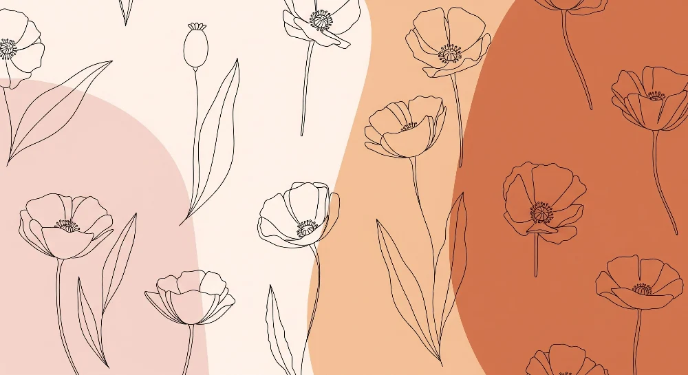 Tapet barnerom | Delikate blomsterkonturer på myk bakgrunn