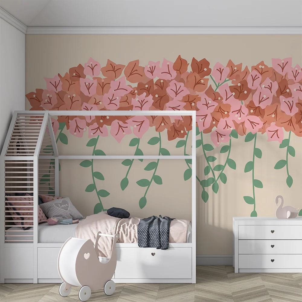 Tapet barnerom | Delikate og harmoniske blomster