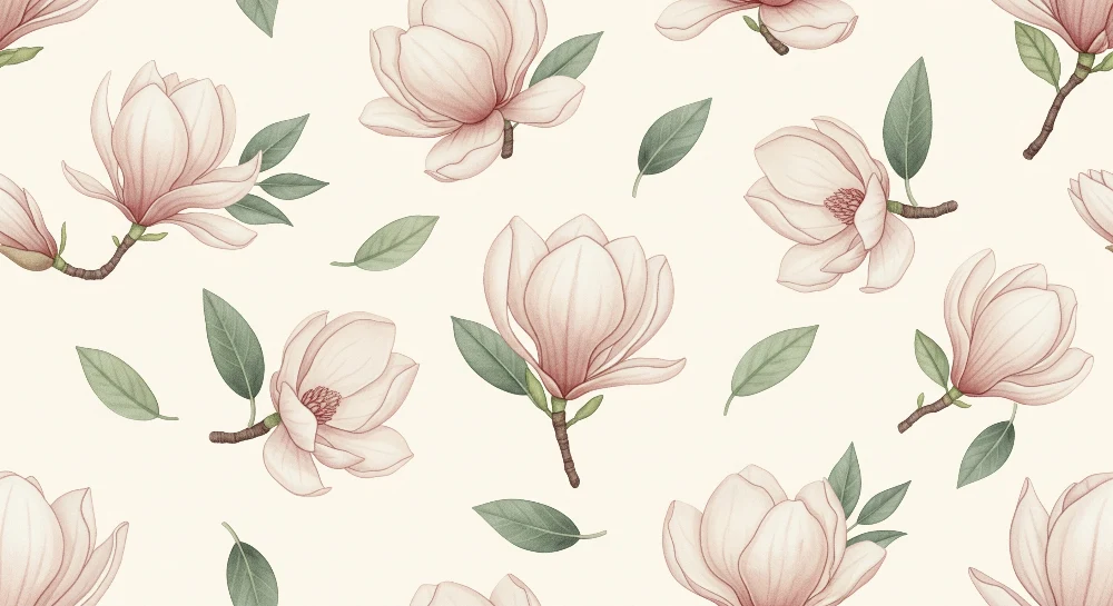 Tapet barnerom | Delikate magnoliablomster