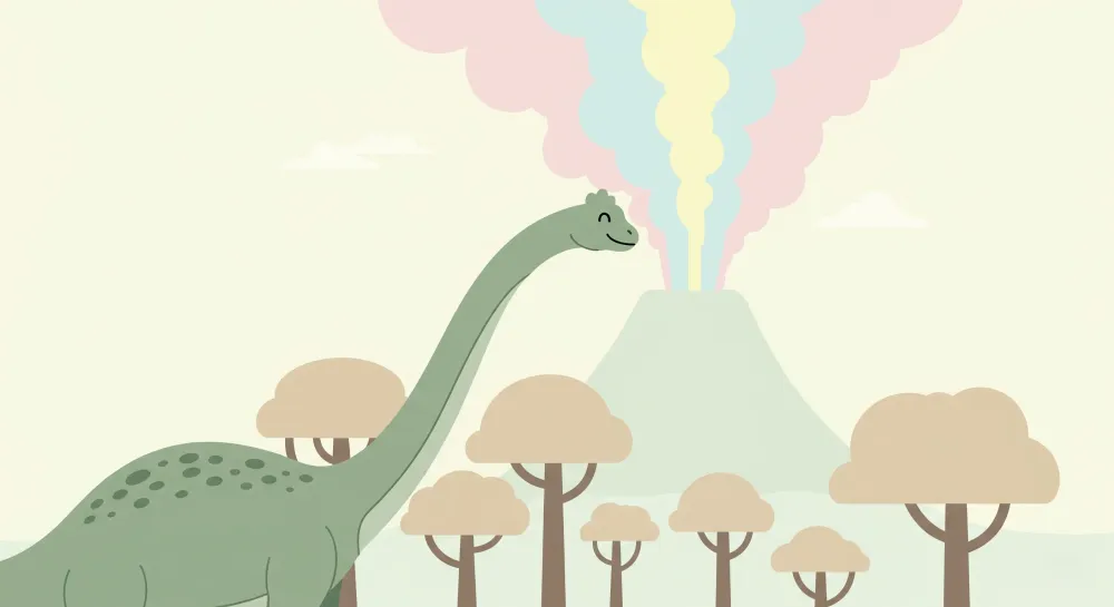 Tapet barnerom | Dinosaurer og vulkansk landskap