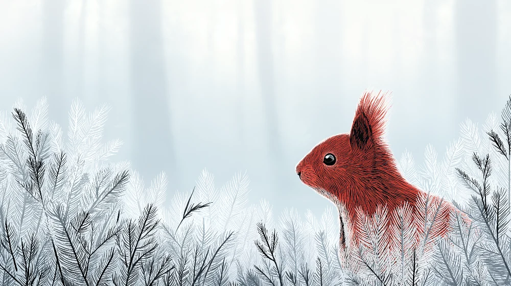 Tapet barnerom | Ekorn i vinter skogen