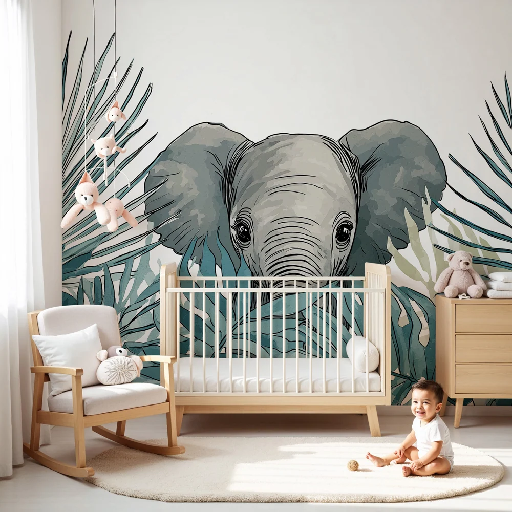 Tapet barnerom | Elegant elefant i jungelen