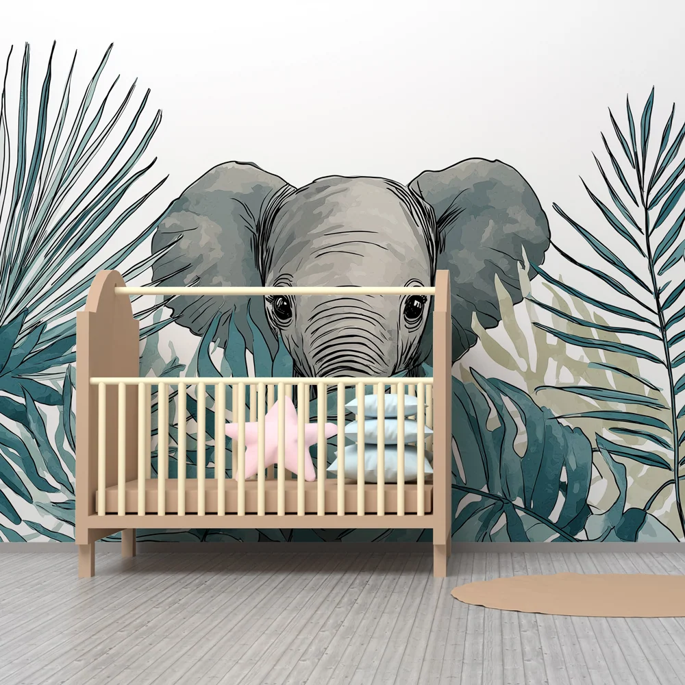 Tapet barnerom | Elegant elefant i jungelen
