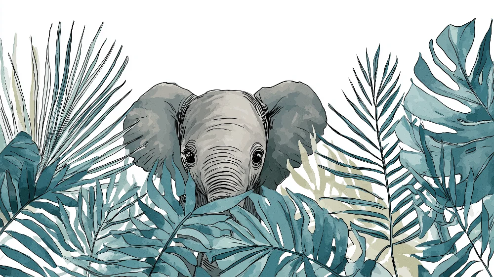 Tapet barnerom | Elegant elefant i jungelen