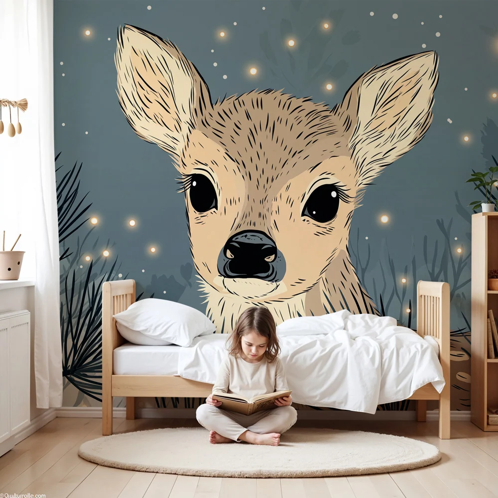 Tapet barnerom | Elegant fawn starry forest