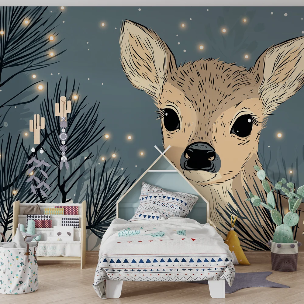 Tapet barnerom | Elegant fawn starry forest