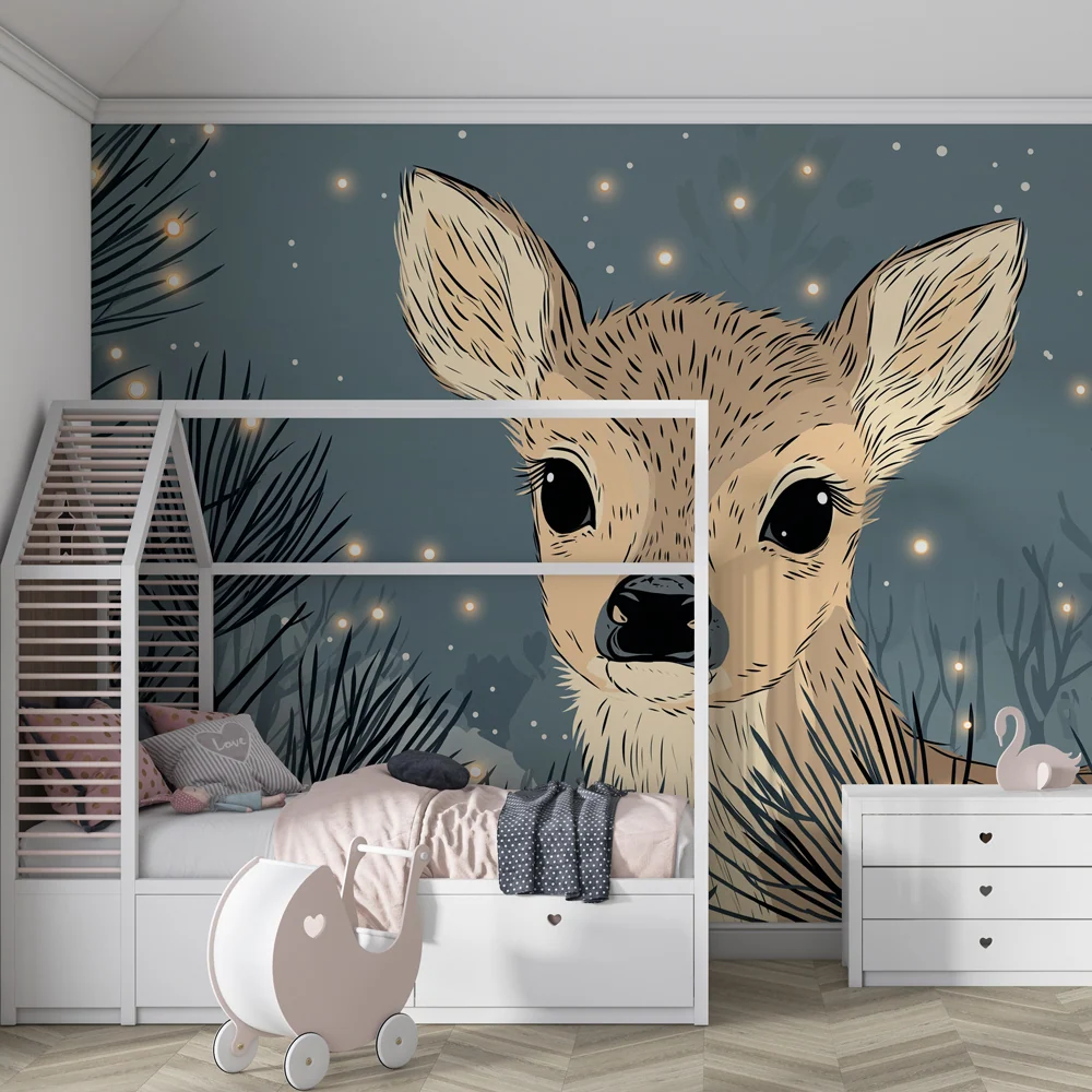 Tapet barnerom | Elegant fawn starry forest