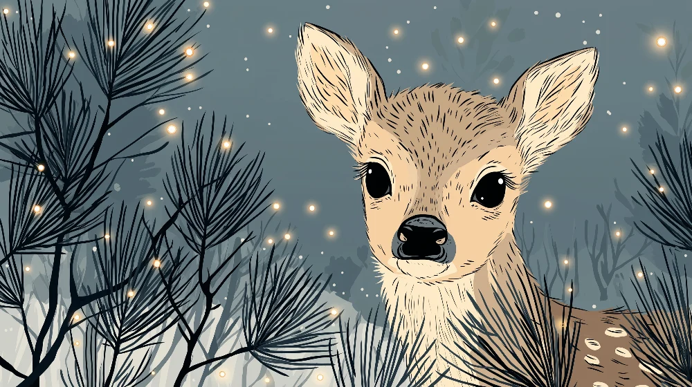 Tapet barnerom | Elegant fawn starry forest